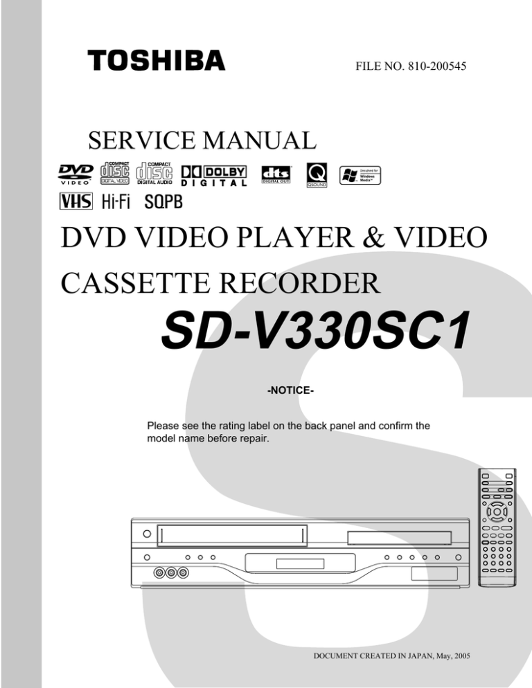 Sd V330sc1 Dvd Video Player Amp Video Cassette Recorder Service Manual Manualzz