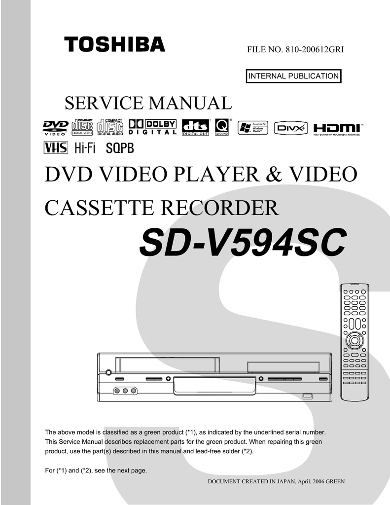 Sd V594sc Dvd Video Player Amp Video Cassette Recorder Service Manual Manualzz