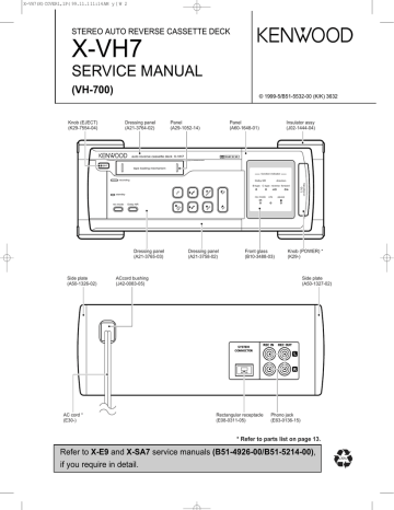 X Vh7 Service Manual Vh 700 Stereo Auto Reverse Cassette Deck Manualzz