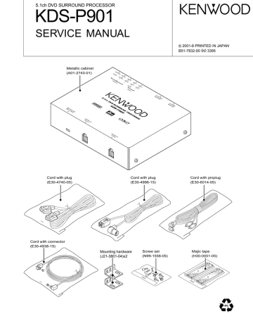 KDS-P901 SERVICE MANUAL 5.1ch DVD SURROUND PROCESSOR © 2001-8 