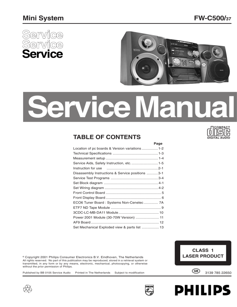 Service Manual Service Mini System Fw C500 Manualzz