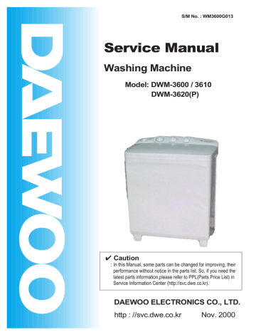 Service Manual Washing Machine Model: DWM-3600 / 3610 DWM-3620(P) | Manualzz