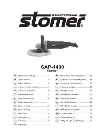 Stomer Sap 1400 Bedienungsanleitung Manualzz