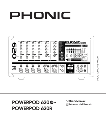 Phonic Powerpod 620 Plus 200w 6-channel Powered Mixer User's Manual 