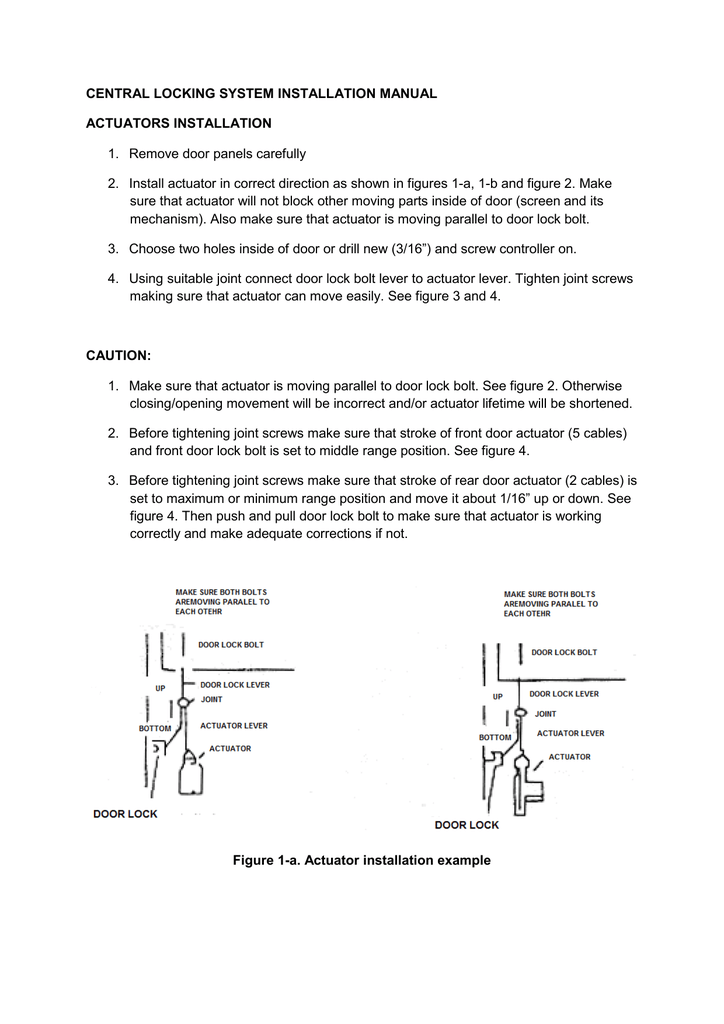 Central Locking System Installation Manual Actuators