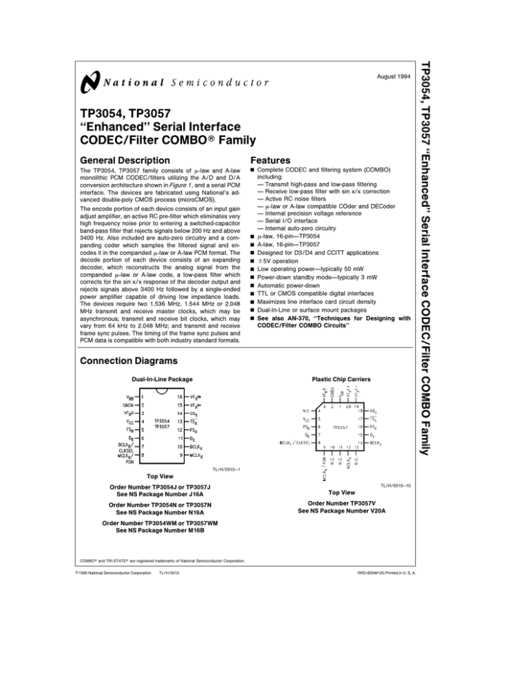 E Tp3054 Tp3057 Enhanced Serial Interface Codec Filter Combo Manualzz