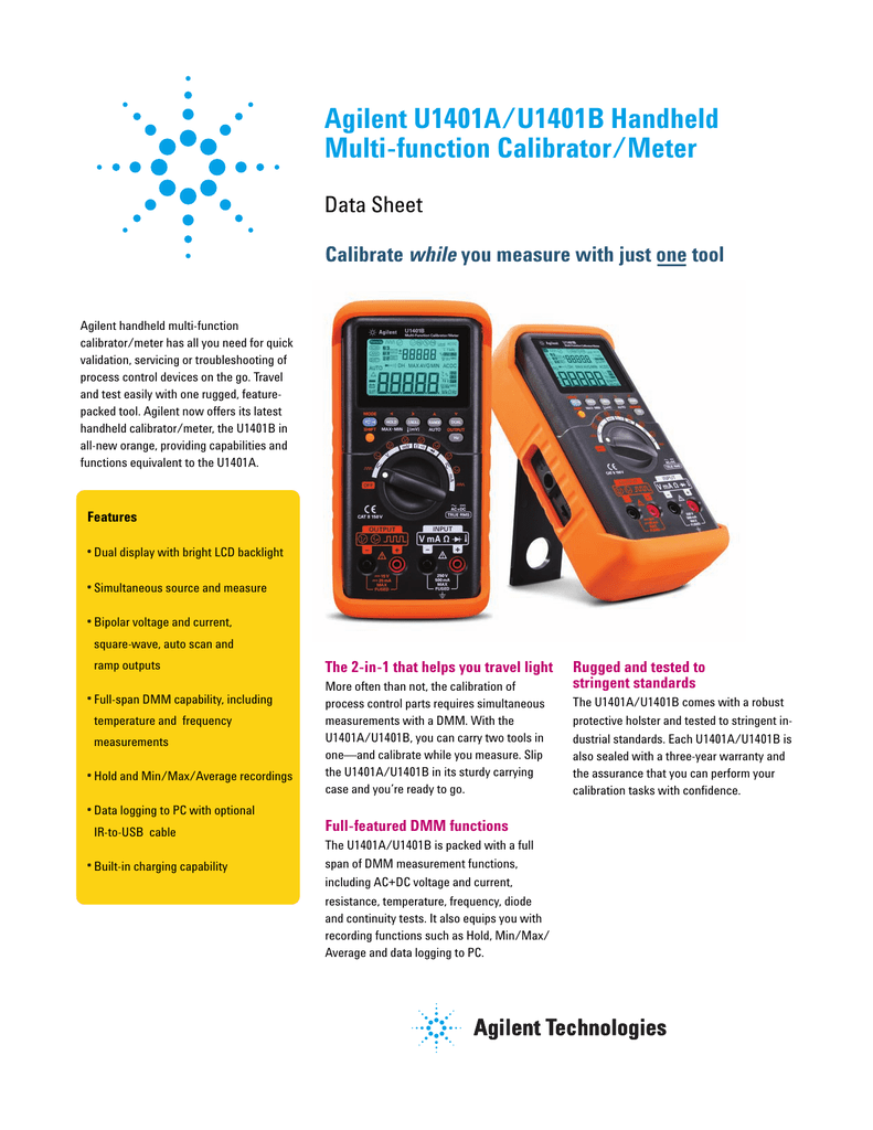 Agilent U1401a U1401b Handheld Multi Function Calibrator Meter Data Sheet While Manualzz