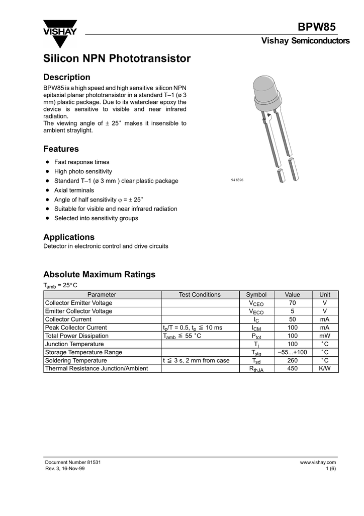 BPW85C BPW 85C PHOTO TRANSISTOR