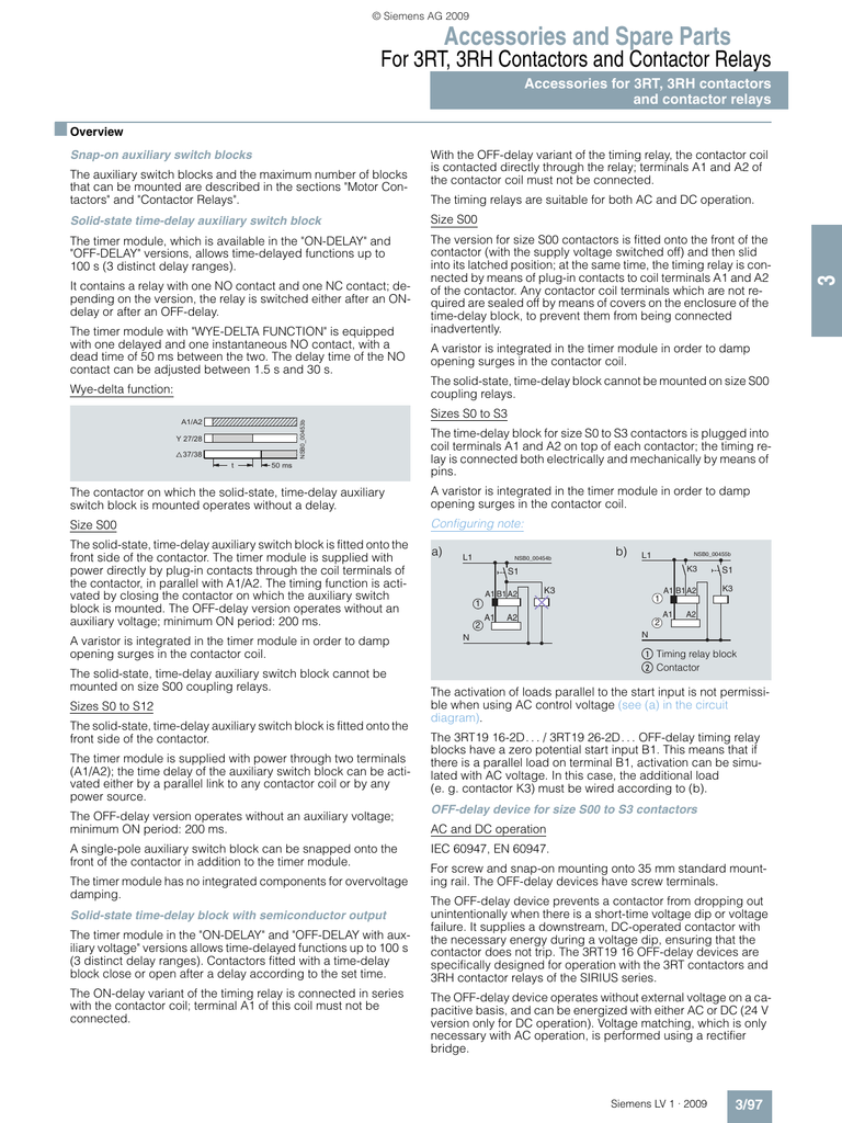 S00 Size Cage Clamp Connection 11 Identification Number Siemens 3RH19