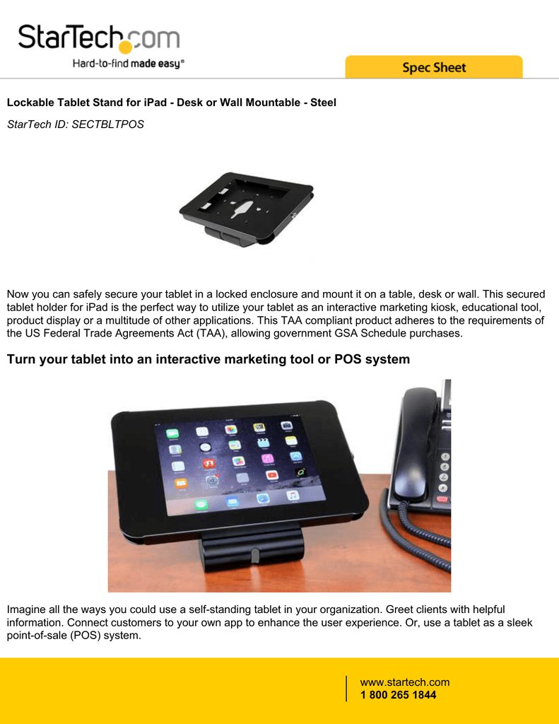 Lockable Tablet Stand For Ipad Desk Or Wall Mountable