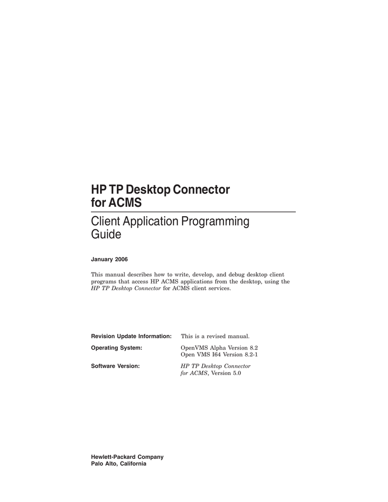 Hp Tp Desktop Connector For Acms Client Application Programming Guide Manualzz