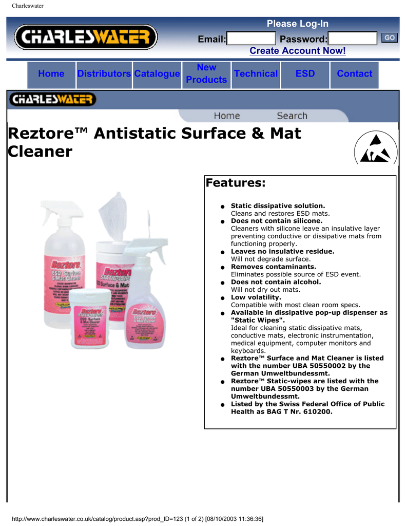 Reztore Antistatic Surface Amp Mat Cleaner Features Password