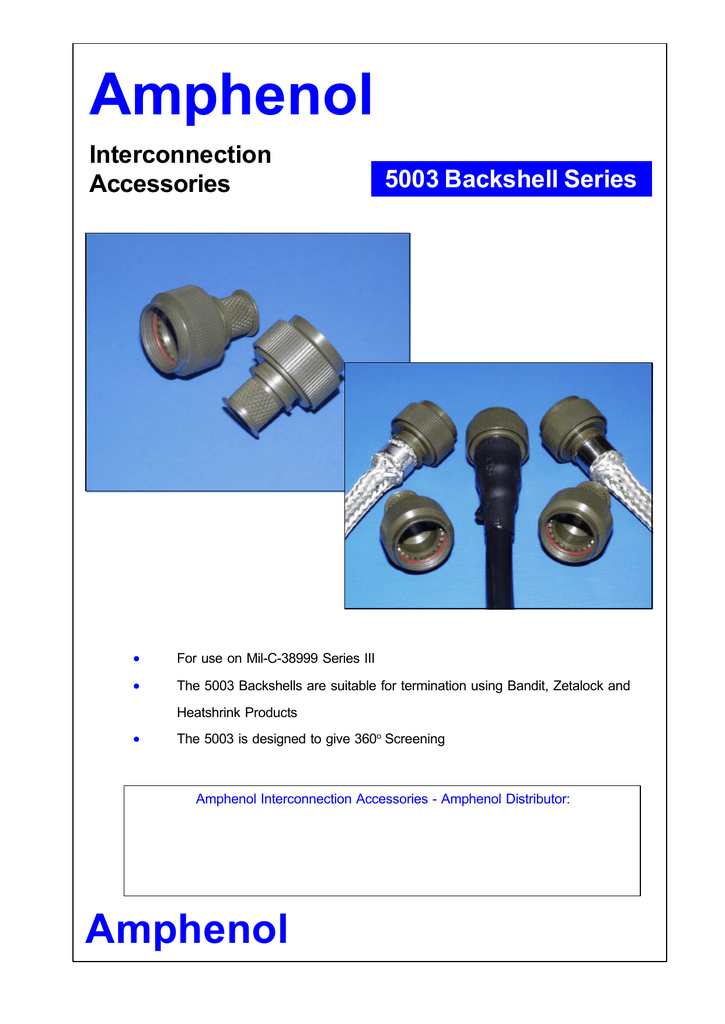 Amphenol Interconnection Accessories 5003 Backshell Series | Manualzz