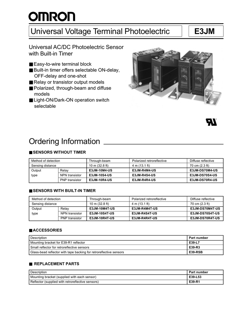 Universal Voltage Terminal Photoelectric E3JM Universal AC/DC Photoelectric Sensor with Built-in Timer | manualzz.com
