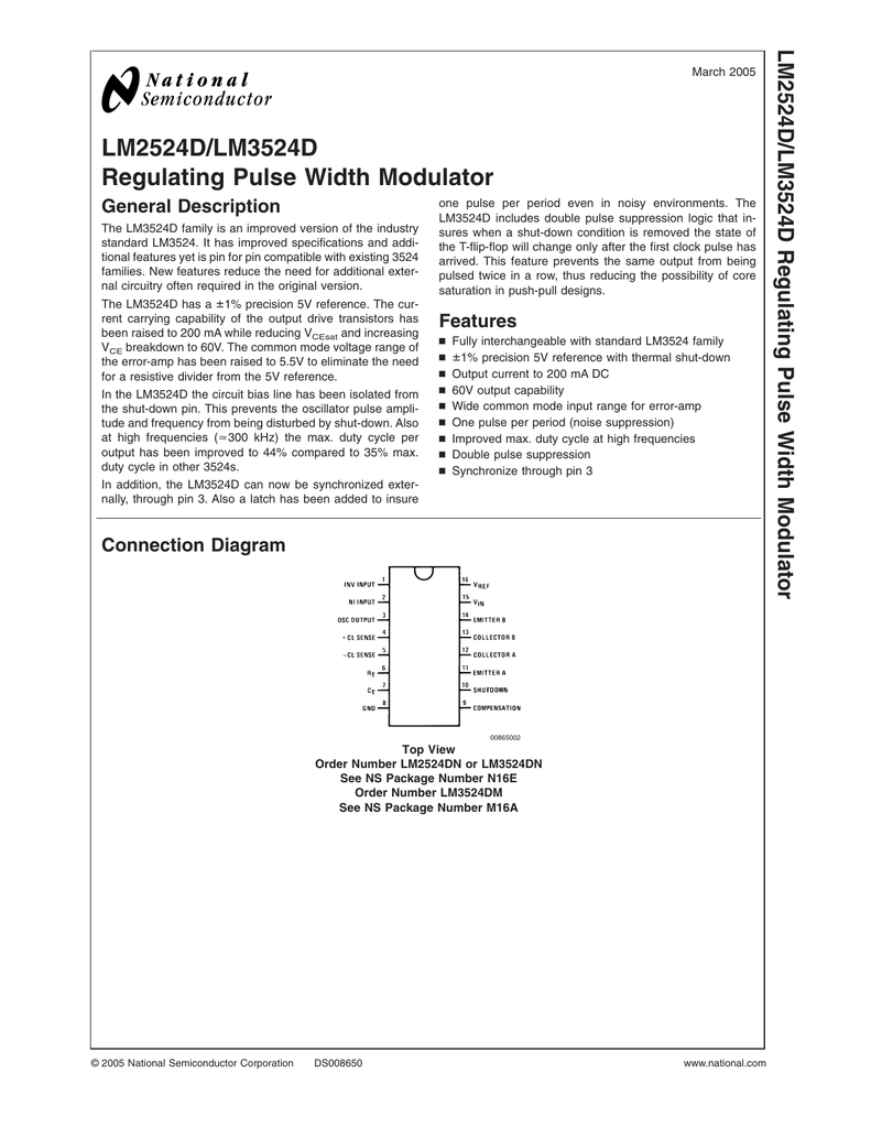 lm2524d lm3524d regulating pulse width modulator general description