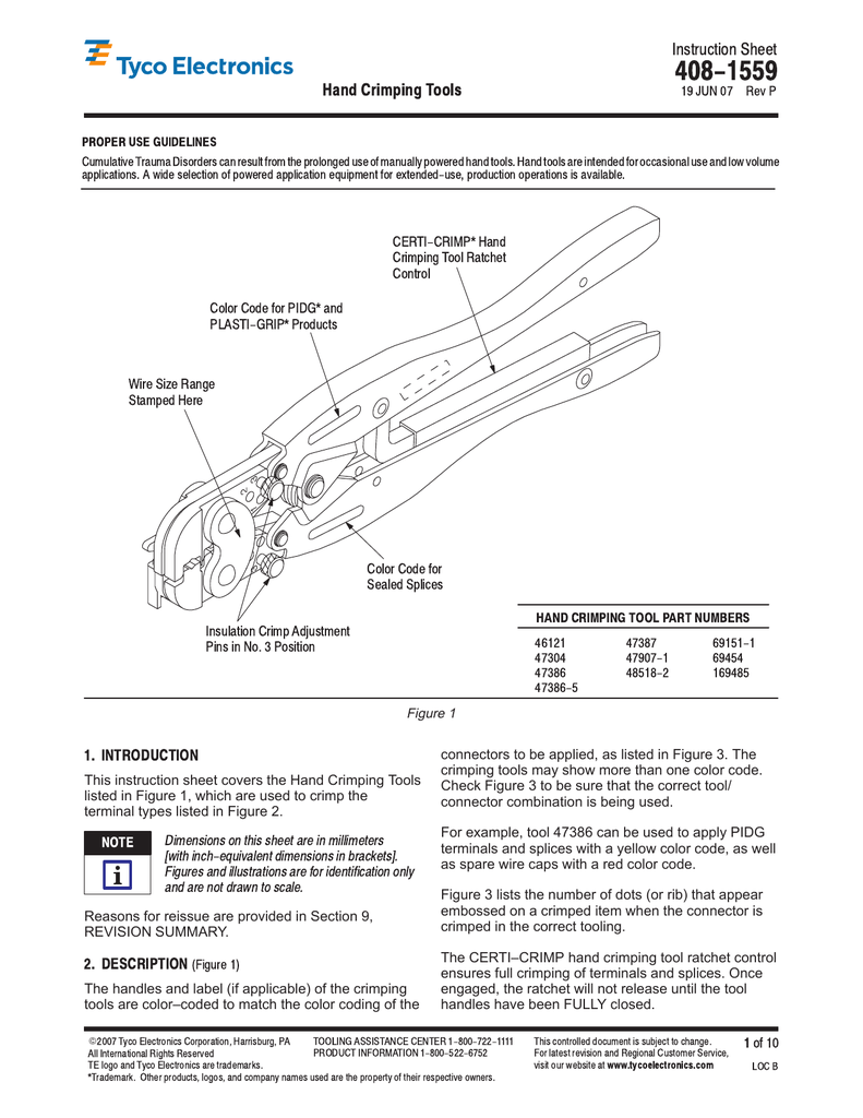 408 1559 Instruction Sheet Hand Crimpingtools Manualzz