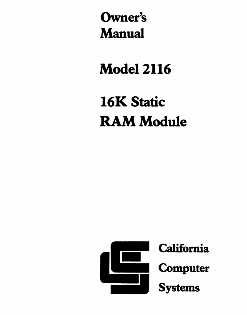 California Computer Systems Memory board CCS 16K 2114 memory chips S-100 buss