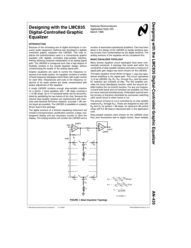7 band graphic equalizer circuit diagram design using lmc835designing with the lmc835 digital controlled graphic equalizer 7 band graphic equalizer circuit diagram design using lmc835