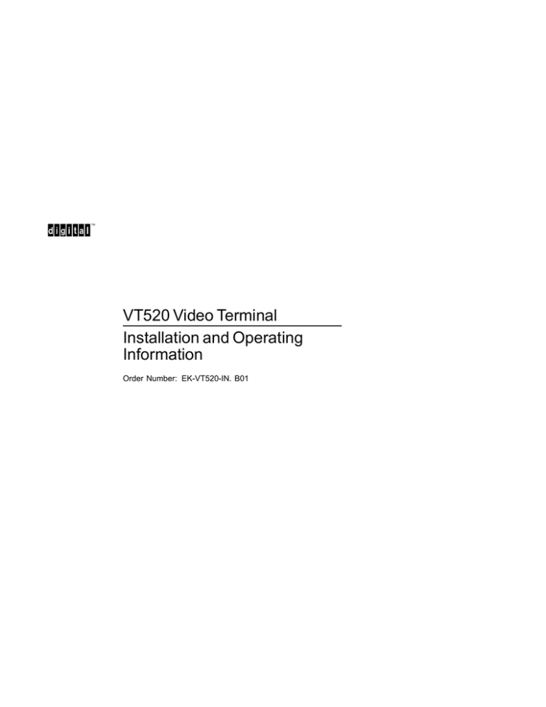 Vt5 Video Terminal Installation And Operating Information Dt Manualzz