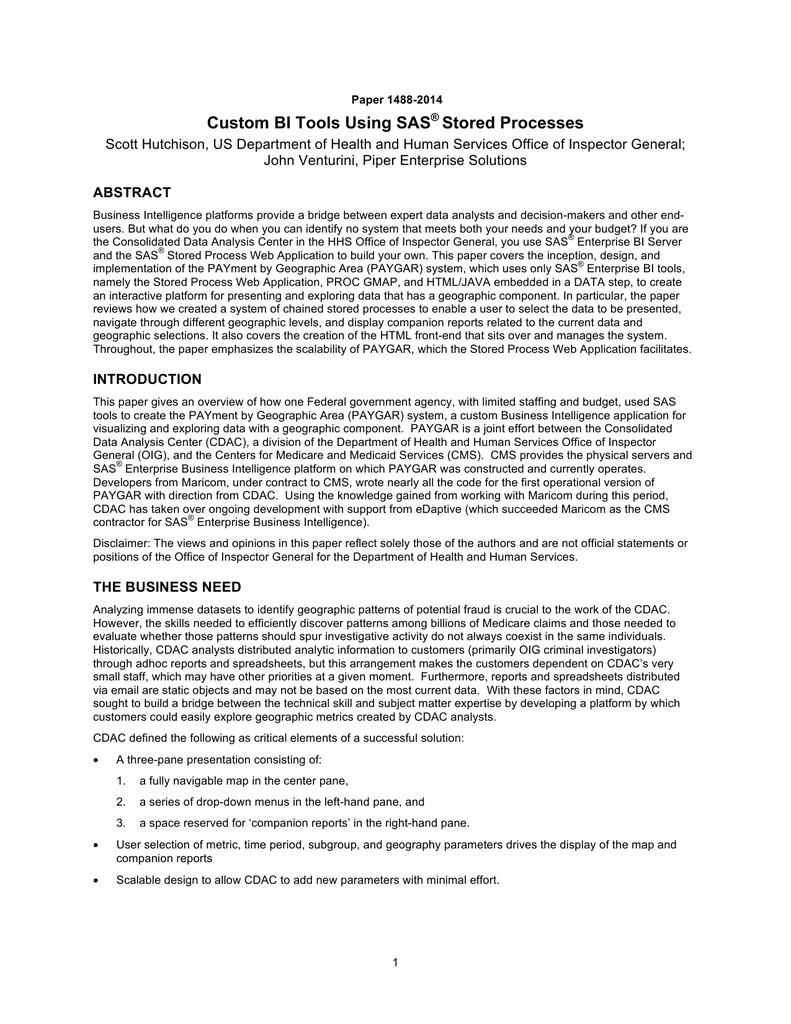 sas bi tools