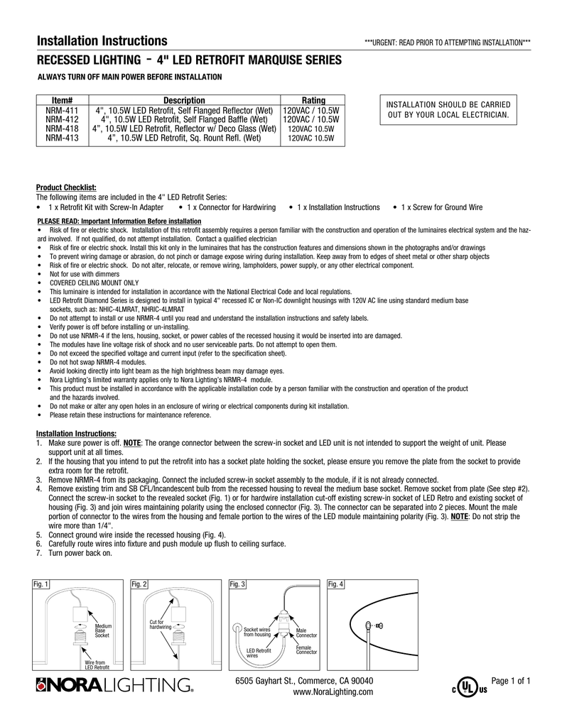 Installation Instructions Recessed Lighting 4 34 Led Installation Instructions Recessed Lighting 4 34 Led
