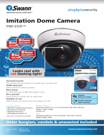Imitation Dome Camera plug&play security PNP-25/D™ | Manualzz