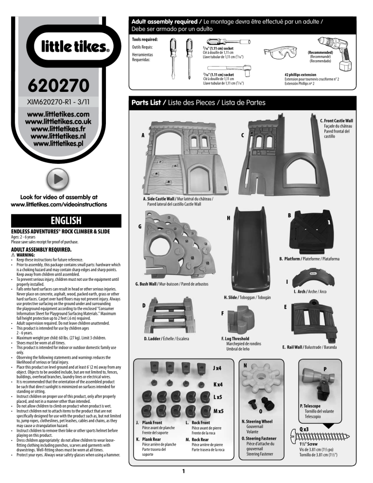 Little Tikes Endless Adventures Rock Climber Slide Uzivatelsky Manual Manualzz