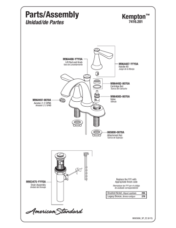 American Standard 7416201.278 Kempton 2-Handle Centerset Bathroom Faucet Manual de usuario | Manualzz