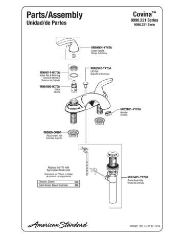 American Standard 9090221.002 Covina 2-Handle 4 Inch Centerset Bathroom Faucet Manual de usuario | Manualzz