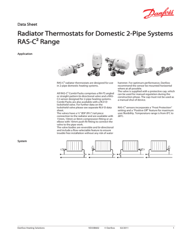 White Danfoss 013G600700 RAS-C2 Radiator Thermostat Pushfit 