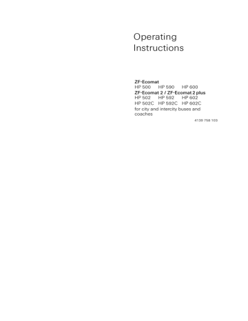 Operating Instructions ZF-Ecomat ZF-Ecomat 2 / ZF-Ecomat 2 plus | Manualzz