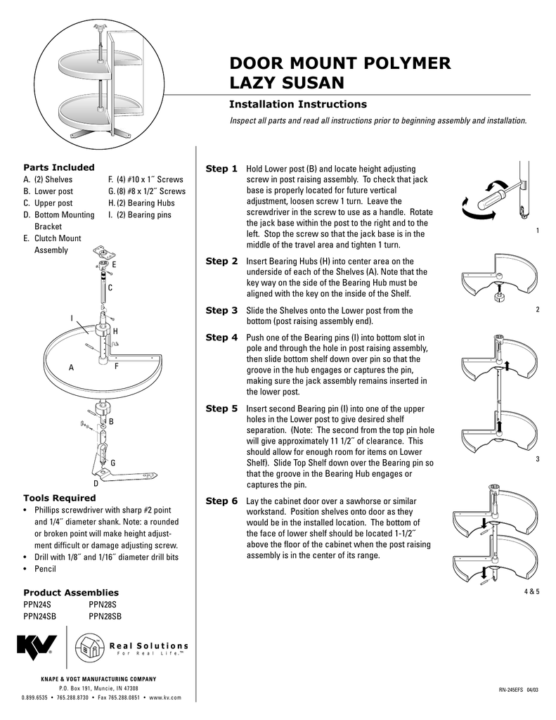 Door Mount Polymer Lazy Susan Installation Instructions Manualzz