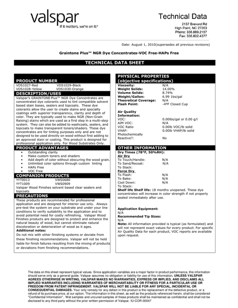 Technical Data Sheet Physical Properties Product Number Manualzz