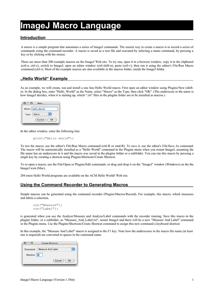 Imagej Macro Language Introduction Manualzzcom