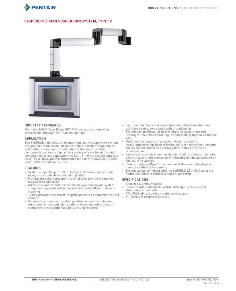 Hoffman Syspend 180-MAX Suspension Systems S1MT750 S1MT750 Tube Enclosure Accessory