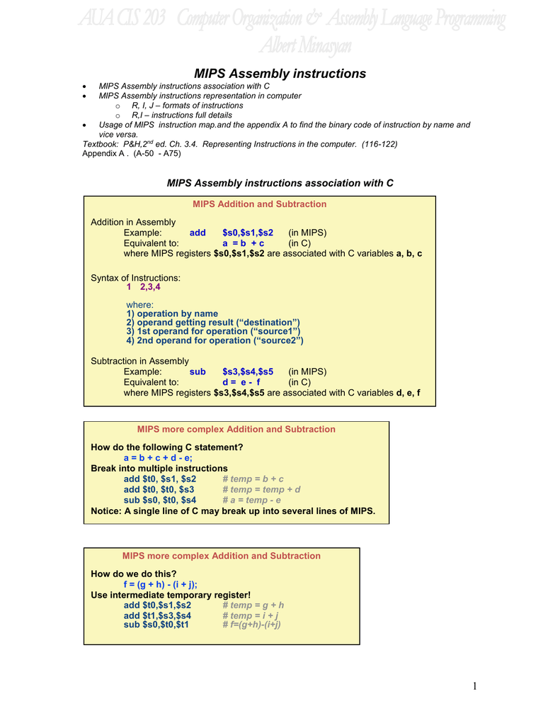 Mips Assembly Instructions Manualzz