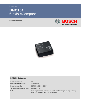BMC150 6-axis eCompass  Bosch Sensortec | Manualzz