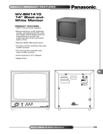 Panasonic WV-BM500 WV-BM503 Video Monitor Service Manual w/ Schematic Diagram 