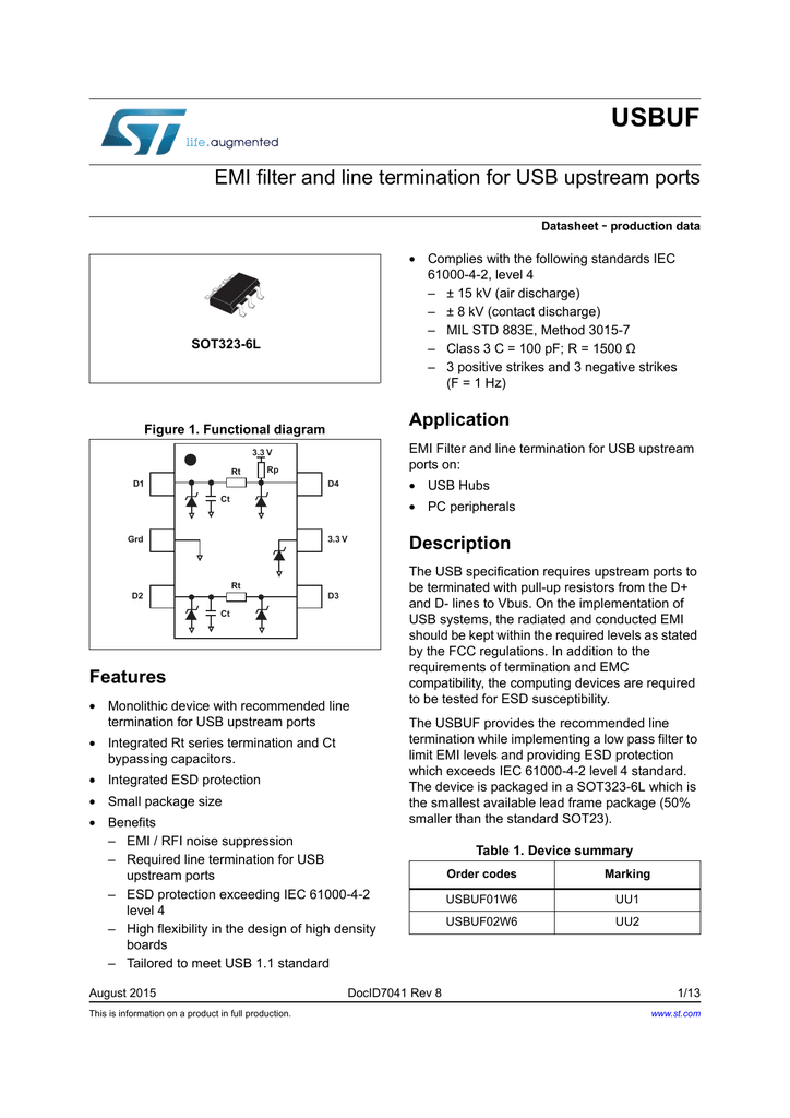 Esd Suppressors Emi Filter W//Line Termination