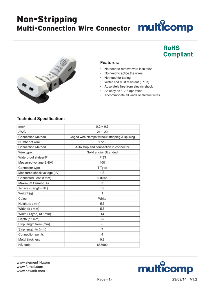 Non Stripping Multi Connection Wire Connector Features Manualzz