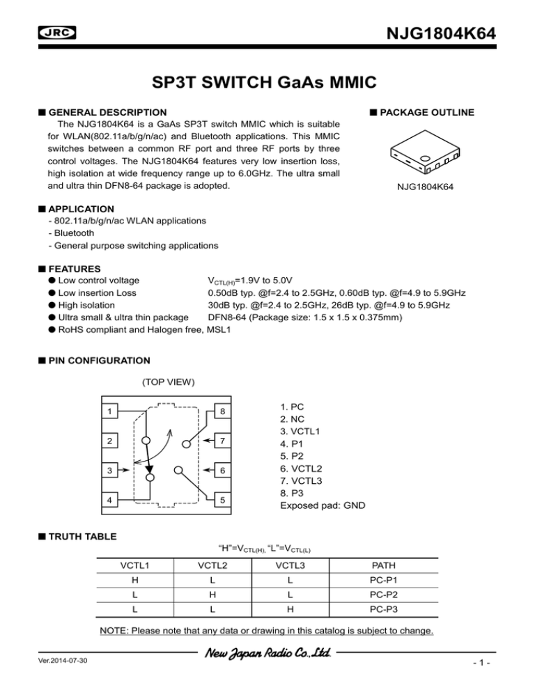 Njg1804k64 Sp3t Switch Gaas Mmic Manualzz