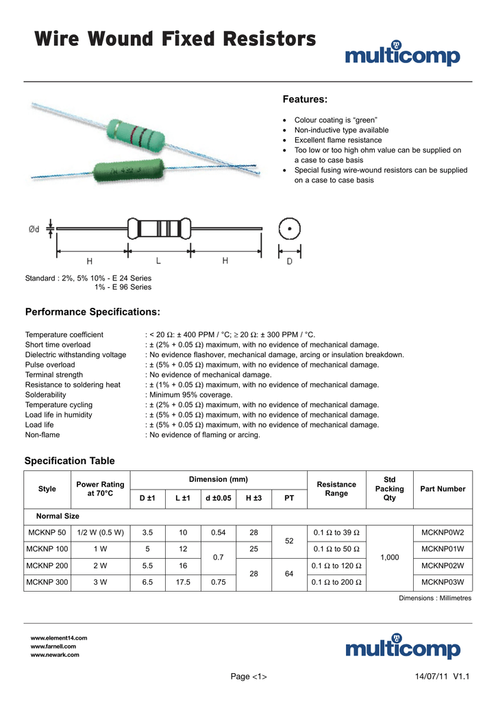 2WS wirewound Mcknp02sj051ja10 MULTICOMP résistance 5R1 5% 2WS wirewound Mcknp02sj051ja10 MULTICOMP résistance 5R1 5%