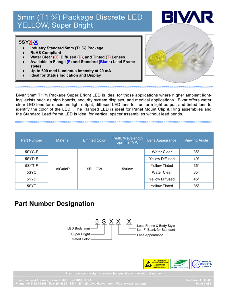 3mm T1 Package Discrete Led 5mm T1 Package Discrete Led Manualzz