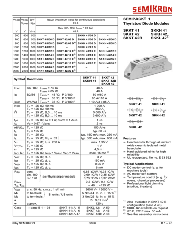 SEMIPACK 1 Thyristor/ Diode Modules SKKT 41 | Manualzz