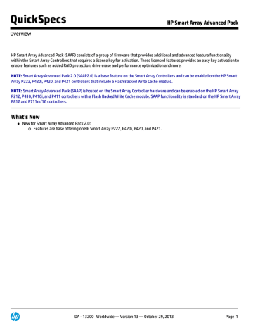 Quickspecs Hp Smart Array Advanced Pack Overview Manualzz
