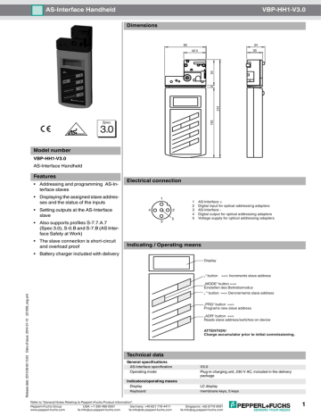 3.0 AS-Interface Handheld VBP-HH1-V3.0 Dimensions | Manualzz