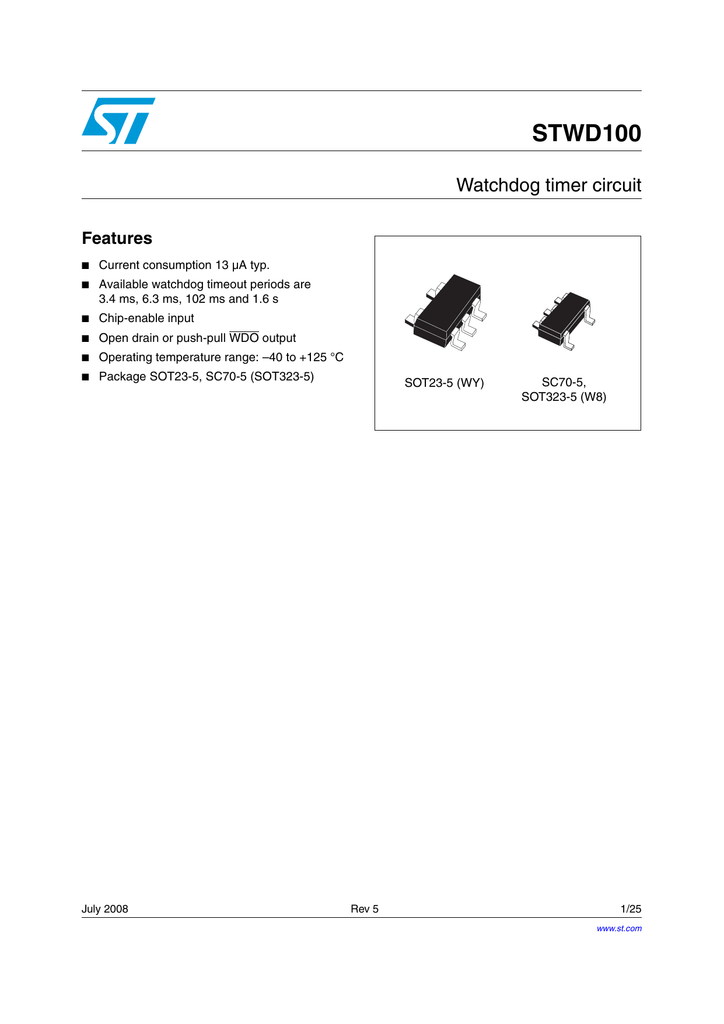 STWD100 Watchdog timer circuit Features Manualzz