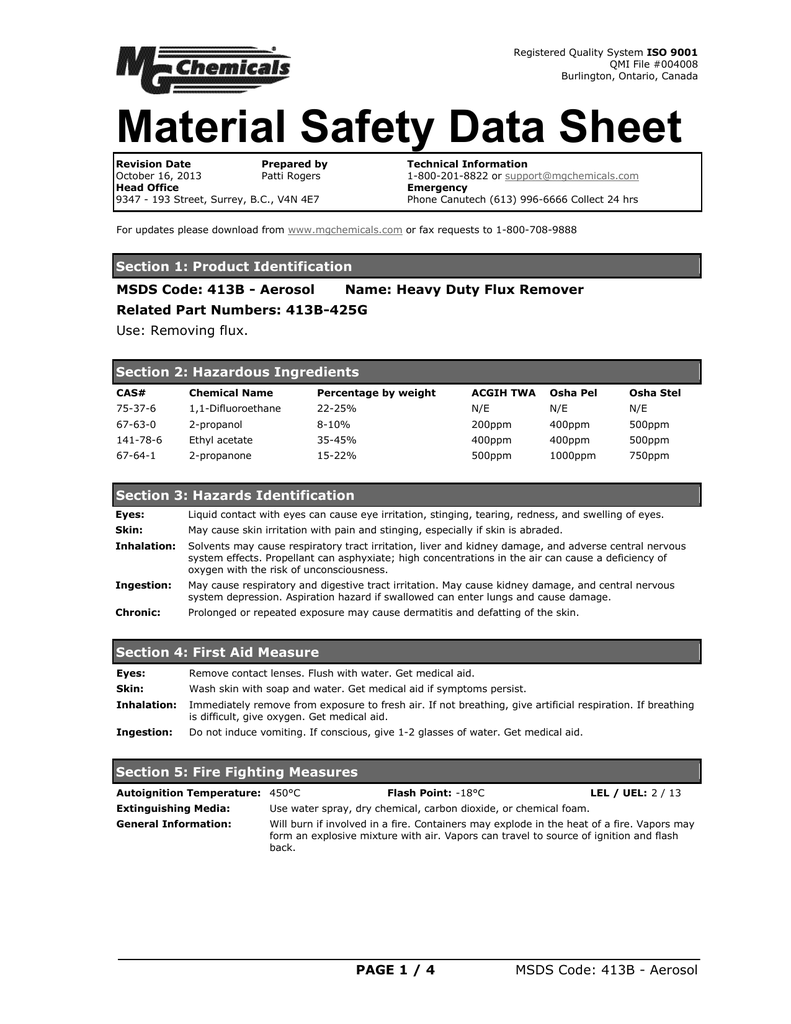 Material Safety Data Sheet Isopropyl Alcohol