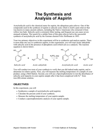 The Synthesis And Analysis Of Aspirin Manualzz