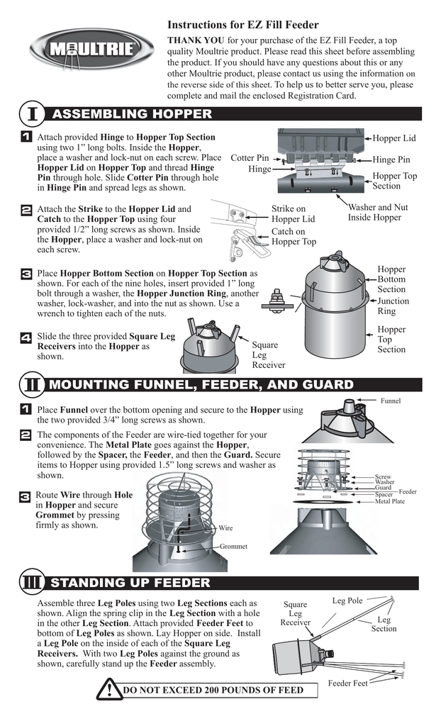 Instructions For Ez Fill Feeder Manualzz